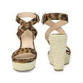 thumbnail image 2 of BLISSFUL STEP Slingback Crisscross Espadrille Wedge Heels Sandals for Women Leopard 10, 2 of 6