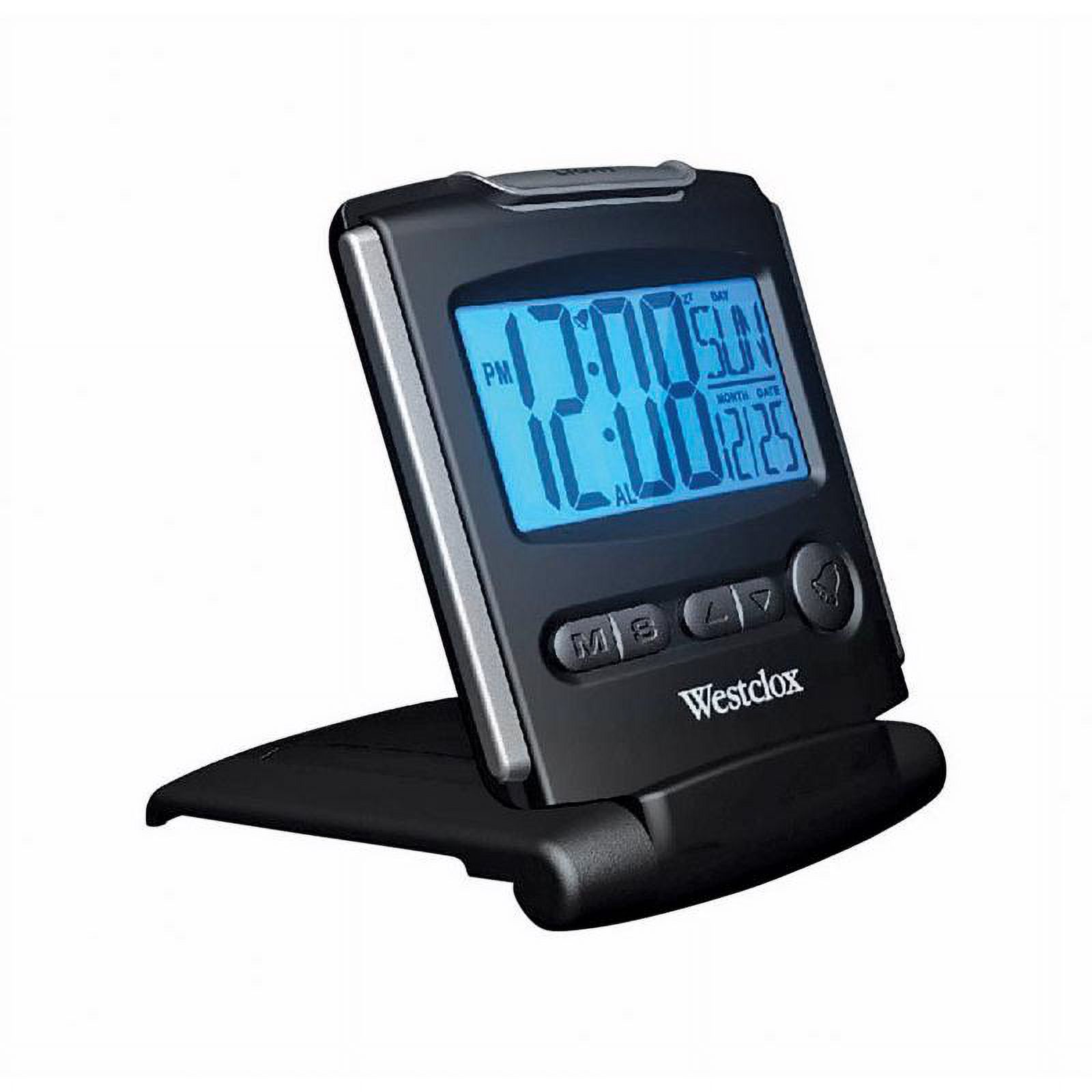Westclox Black and Silver Fold able Digital Travel Alarm Clock with Large LCD Display - image 2 of 2