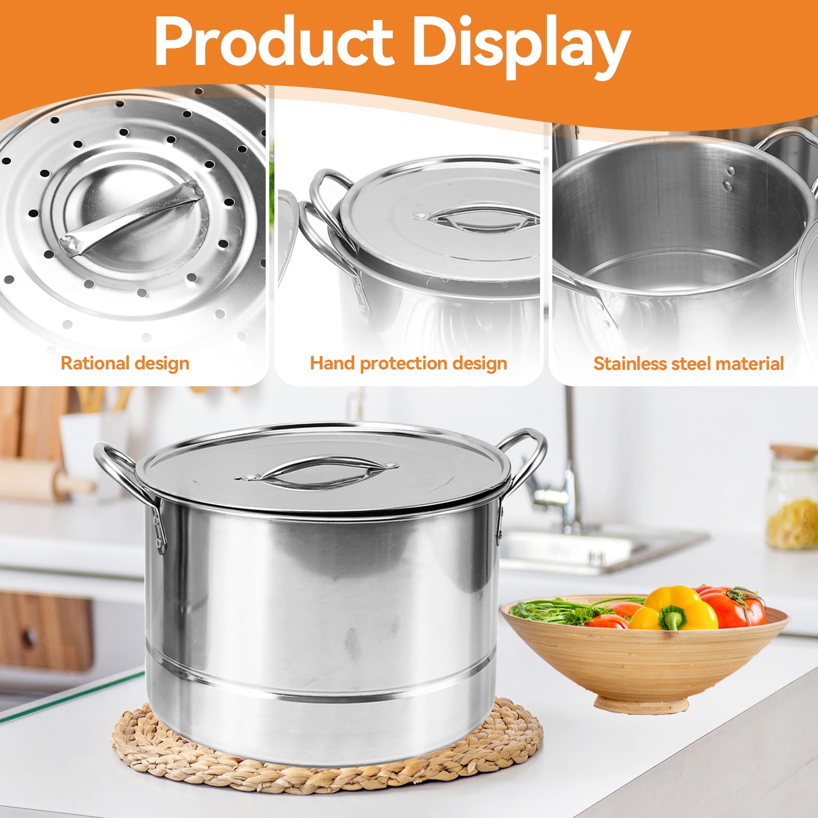 4Pcs Stainless Steel Stock Pot Set with Lids 11Qt 9Qt 7Qt 5.5Qt Sauce Stockpot For Electric, Gas, Induction, Ceramic Kitchen Cookware
