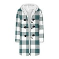 thumbnail image 5 of Hvyesh Women's Casual Horn Button Down Long Coat Christmas Plaid Shacket Jacket Slim Fit Mid Length Pea Coats with Faux Fur Lapel, 5 of 8