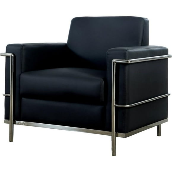 Best Master Furniture Sherry Fauteuil d'Appoint Moderne en Similicuir Noir de 36 Po