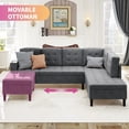 thumbnail image 2 of Mixoy Sectional Sofa with Movable Ottoman, Modern Tufted Sofa Grey, 2 of 5