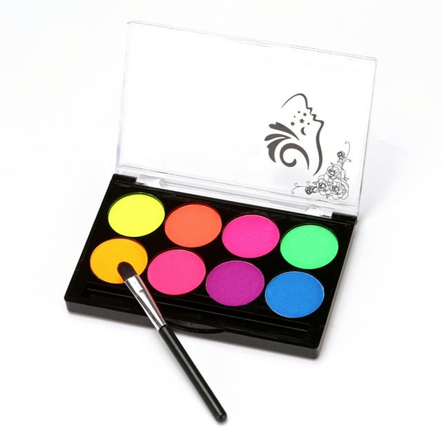 Graflsoa 8-Color UV Fluorescent Face Paint Kit with Random Brush for Creative DIY Body Art, Water-Soluble & Easy to Use