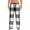 thumbnail image 2 of Picia White And Black Plaid Mens Soft Woven Cotton Elastic Waistband Sleep Pajama Pant Lounge Sleep Pant With Pockets And Drawstring-Small, 2 of 9