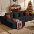 thumbnail image 2 of Daluvenix 111” Modular Sectional Sofa, Cloud Sectional Couch with L-Shape Chaise, Upholstered Comfy Deep Seat Couch for Living Room Bedroom, No Assembly Required, Black(corduroy Fabric), 2 of 9