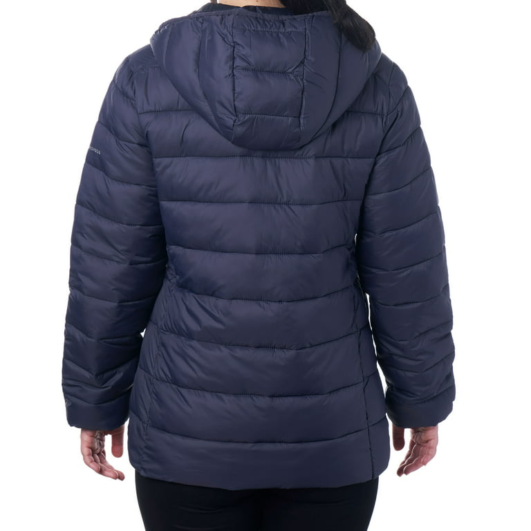 alpine swiss eva womens down jacket hooded puffer coat packable insulation & nvy lrg -