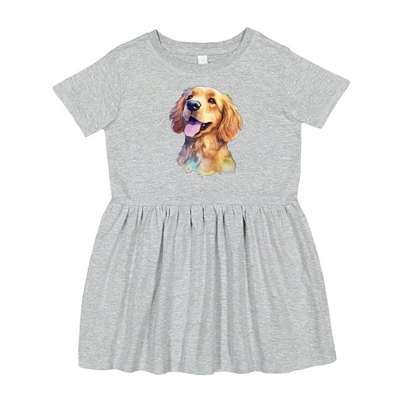 Inktastic Golden Retriever Watercolor Girls Toddler Dress