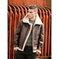 thumbnail image 4 of New Fashion Male Motorcylist Biker Coat Vintage Style Men's Natural Genuine Leather Jacket Real Sheepskin Shearling Thick Wool Liner Brown Plus Size for Weight Over 100kgs,58,Brown, 4 of 8