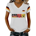 thumbnail image 1 of Women's Germany Football Graphic T-Shirt, V-Neck Casual Letter Print T-Shirt, Fashion Short Sleeve Graphic Tee, Summer Daily Lightweight Tops for Soccer Tournament 2026 White Size: XL, 1 of 3
