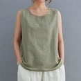 thumbnail image 4 of AherBiu Cotton Linen Tank Tops for Women Crewneck Sleeveless Lightweight Summer Casual Loose Camisole Shirts Blouse, 4 of 5
