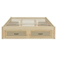 thumbnail image 4 of EUROCO Queen Size Platform Bed Frame, Storage Wood Bed with 6 Drawes, Antique Natural, 4 of 17