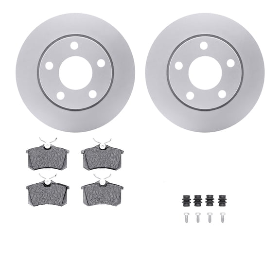 Dynamic Friction Company Rear Geospec Brake Rotors with 5000 Advanced Brake Pads includes Hardware 4512-73096