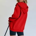thumbnail image 3 of Kixjoy Red Hoodies for Women Drawstring Oversized Zip Up Hoodie Long Sleeve Thermal Hooded Jackets Fashion Loose Fit Winter Womens Hoodies with Pockets, Red L, 3 of 7
