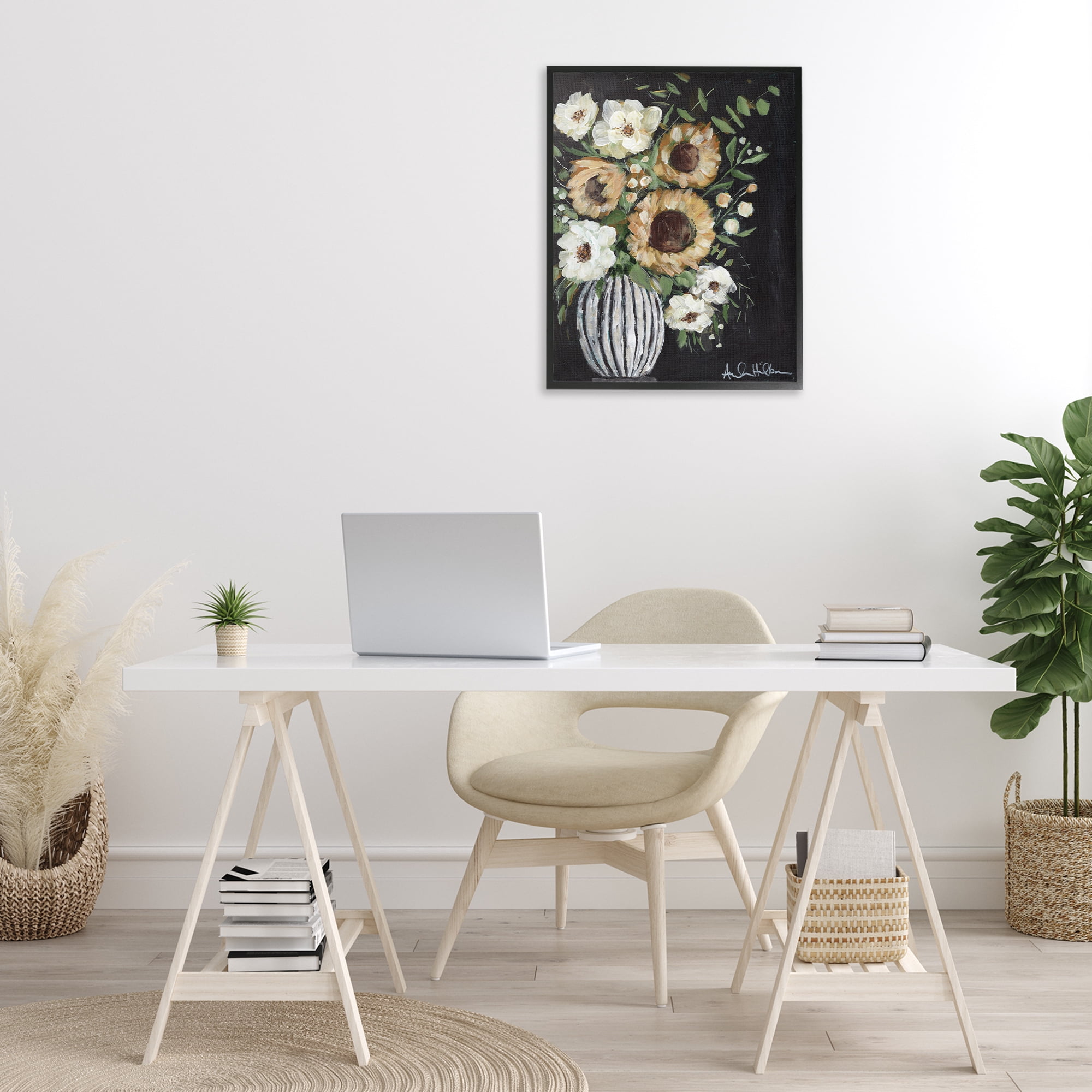 Stupell Industries Full Country Bouquet Botanical & Floral Painting Black Framed Art Print Wall Art, 24 x 30