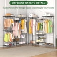 thumbnail image 2 of EDTara Portable Wardrobe Storage Rack, Heavy-Duty Freestanding Closet Organizer with 4 Hanging Bars and 8 Adjustable Shelves, 2 of 6