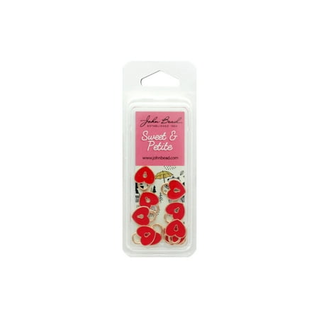 32640464-14 JOHN BEAD SWEET PETITE CHARM HEARTLCKT RED 10PC