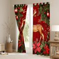 thumbnail image 3 of jejeloiu Christmas Reindeer Curtains Pack of 2 (42x84 Each),Red Berry Xmas Flower Curtains Blackout,Happy New Year Bedroom Curtains For Girl Teens,Super Cozy Room Decor, 3 of 6
