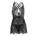 thumbnail image 3 of Gibobby Lencería mujer erótica Conjunto de Ropa Interior Sexy para Mujer Lenceria Erotica De Encaje con Cuello Sensual Lenceria Sexy para Mujer(Negro, CH), 3 of 5