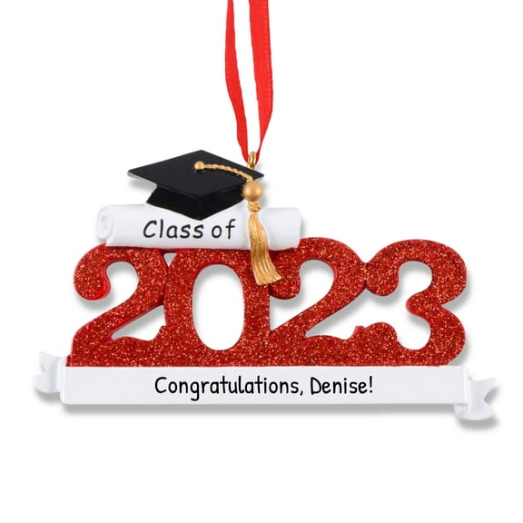 Personalized Graduation Ornament 2023 - Senior Year Class of 2023 Red Graduate Christmas Ornament
