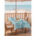 thumbnail image 2 of Outdoor Tablecloth with Umbrella Hole for Patio/Picnic/Party/Camping, Teal Coastal Waterproof Table Cloth Rectangle Table Cover Washable, Summer Ocean Waves Ombre Sea Starfish (60"x 84"), 2 of 8