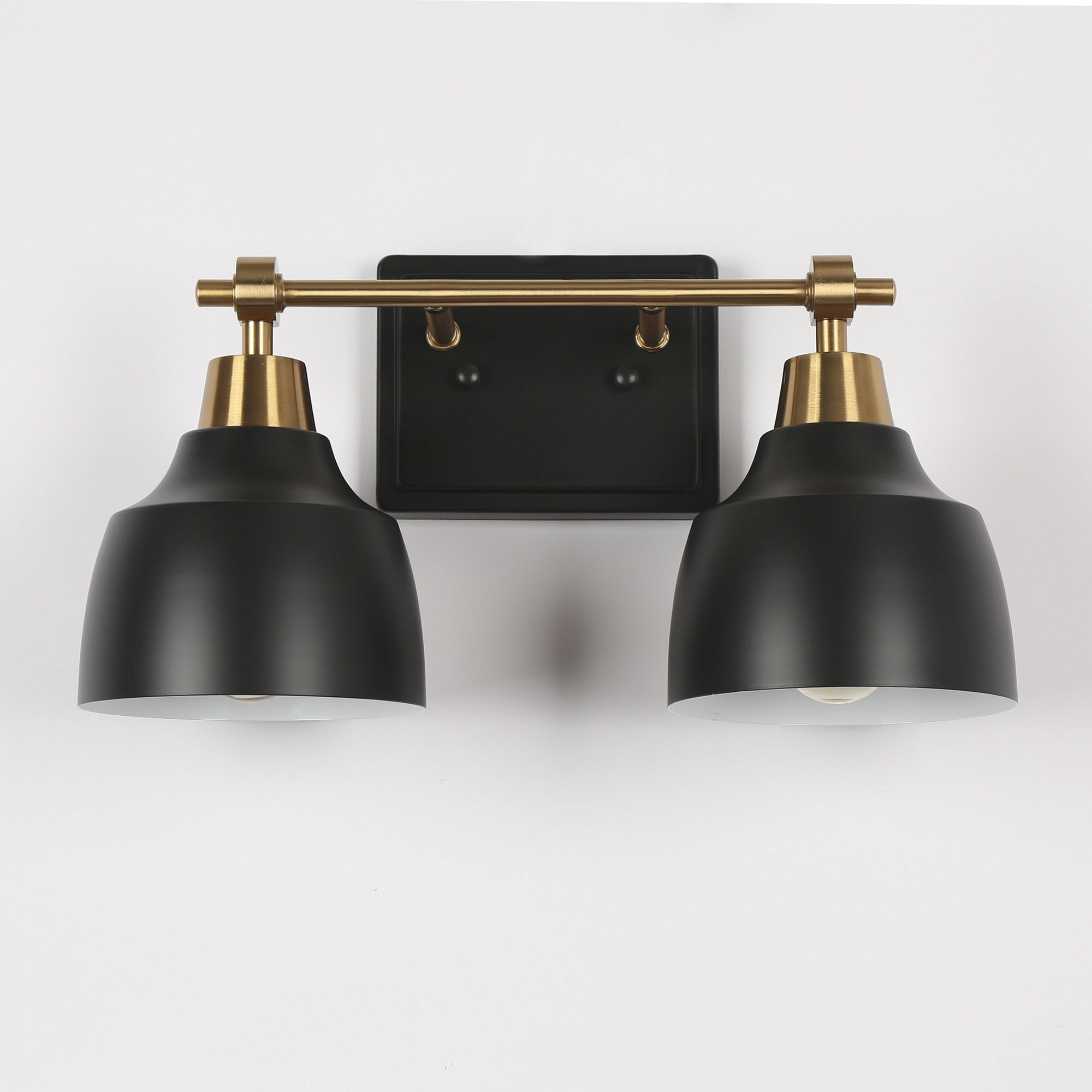 LNC 2-Light Black and Gold Round Modern Bathroom Vanity Lighting Fixutre,14.5"Lx8.5"Hx7"D