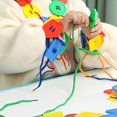 thumbnail image 3 of 70 piezas de juguete Montessori para enhebrar cordones - Cuentas grandes con forma geométrica para manualidades infantiles, actividades preescolares y juguetes de guardería - Materiales de aprendizaje, 3 of 6
