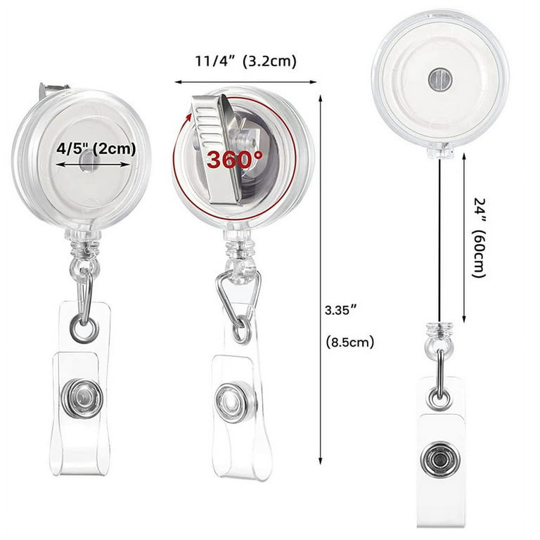 Badge Reels Retractable with Swivel Alligator Clip Badge Holder Badge Reel  Clips Translucent Clear 