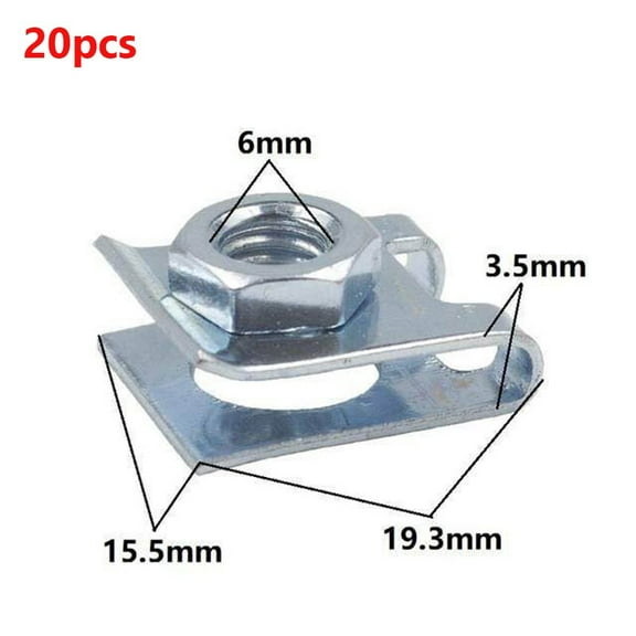 20x Car License Plate Fastener Buckle Metal Screw 6mm Nut U-Type Clips Retainers