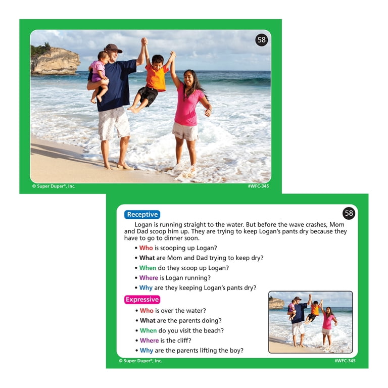 Webber Photo Cards - WH Questions Flashcards For Kids, 100 Photo Cards To Build Receptive & Expressive Language Skills