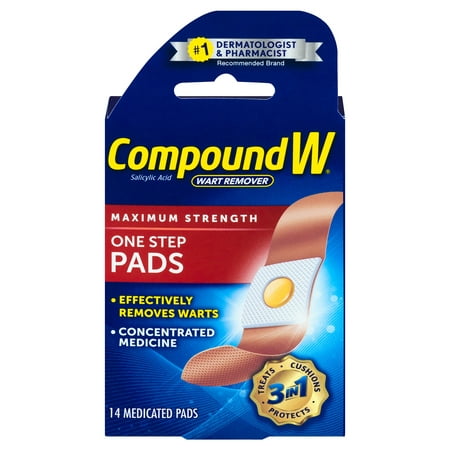 Compound W One Step Pads Salicylic Acid Wart Remover, 14 (Best Wart Remover Uk)