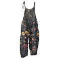 thumbnail image 4 of Women Linen Overalls Summer Casual Floral Printed Loose Fit Jumpsuits Boho Cute Wide Leg Rompers Pants with Pockets, 4 of 7