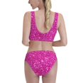 thumbnail image 3 of Picia Rose Red Glitter Women's High Waisted Bikini Scoop Neck Swimsuit Two Pieces Bathing Suit-Small, 3 of 8