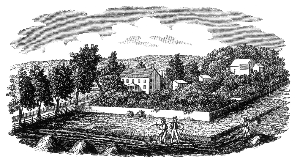 New Jersey Farm, C1810. /Namerican Farm Homestead In Cranbury, New Jersey Wood Engraving By