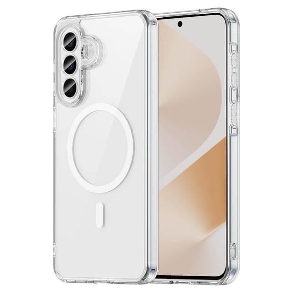 Sanwo Clear Magnetic Case for Samsung Galaxy A57, Shock-Absorbent PC TPU Phone Cover, Wireless Charging Compatible, Clear