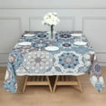 thumbnail image 3 of Square Waterproof Tablecloth Boho Reusable Indoor/Outdoor Durable Table Cover 70 Inch X70 Inch, 3 of 6