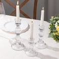 thumbnail image 6 of BalsaCircle 3 Clear Fluted Crystal Glass Taper Candle Holders Wedding Party Events Decorations Supplies, 6 of 8