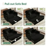 HONBAY Black 52” 3-in-1 Convertible Pull-Out Sofa Bed Sleeper Loveseat with Reclining Backrest, Built-in Cup Holders, Pet-Friendly Corduroy Sofa for Small Space - Walmart.com