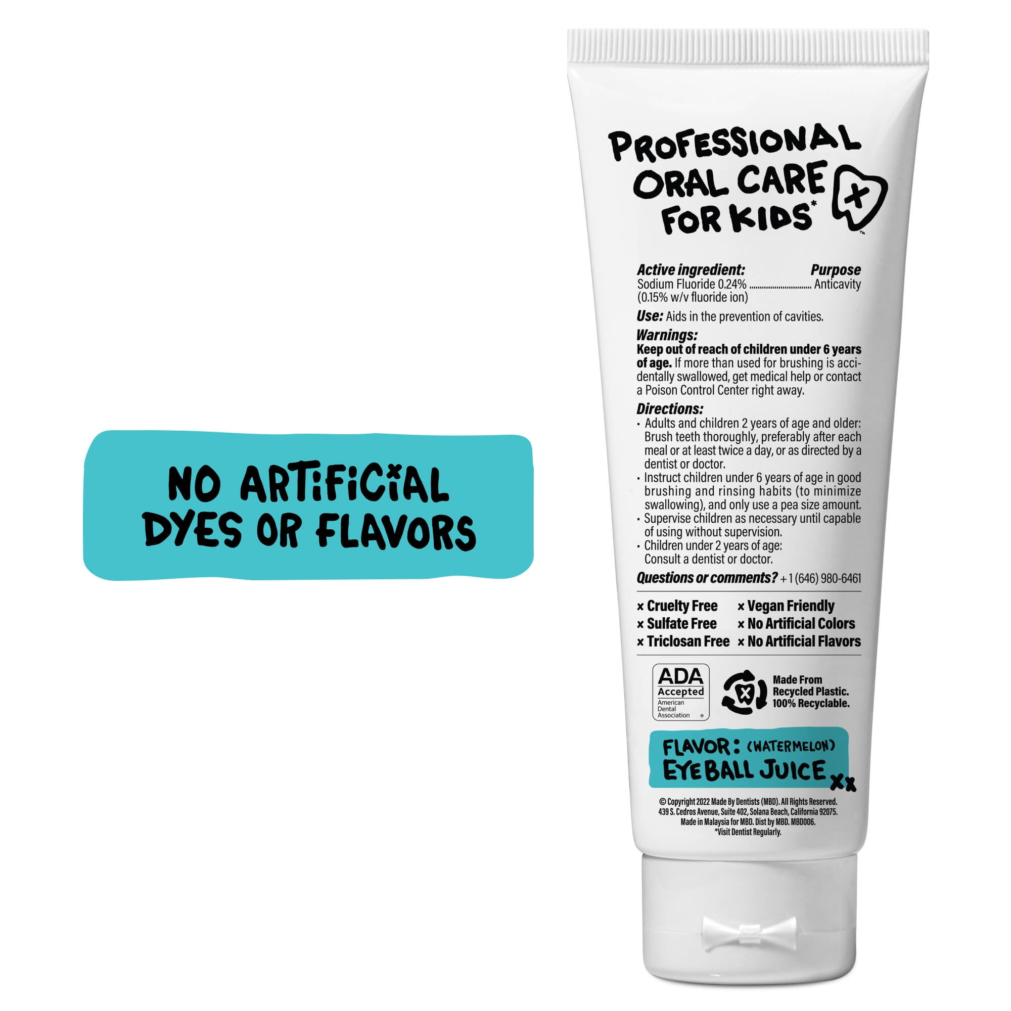 Made by Dentists Shark Anticavity Kids Fluoride Toothpaste, Watermelon, 4.2 oz