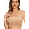 thumbnail image 2 of LELINTA 3Pack Women's Plus Size Tube Top Bra Seamless Bandeau Strapless Bralette Bra Stretchy Built-in Removable Padded Bandeau Tube Top Bra S-XL - Black/White/Apricot, 2 of 8