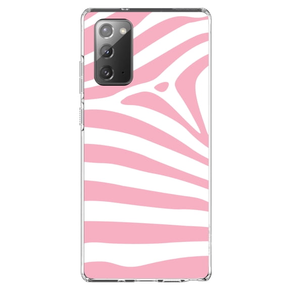 DistinctInk Clear Shockproof Hybrid Case for Samsung Galaxy Note 20 (6.7" Screen) - TPU Bumper, Acrylic Back, Tempered Glass Screen Protector - Pink & White Zebra Skin Stripes