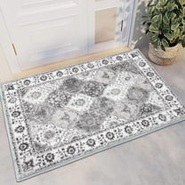 MJIAexp 2'x3' Moroccan Bedroom Rug Washable Vintage Boho Area Rug Non-Slip Accent Throw Rug Stain Resistant Floor Carpet for Kitchen Entryway Bathroom Living Room Office Accent Gray