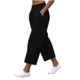 thumbnail image 4 of Womens Pants with Pockets 100% Cotton Elastic Waist Relaxed Fit Loose Casual Pants, 4 of 8
