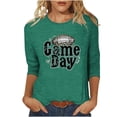 thumbnail image 2 of Gamivast 3/4 Sleeve Tops for Women Funny Football Game Day Crew Neck Tunic Sweatshirt Fitted Casual Drop Shoulder Going Out Pullover Holiday Superbowl Outfit, 2 of 5