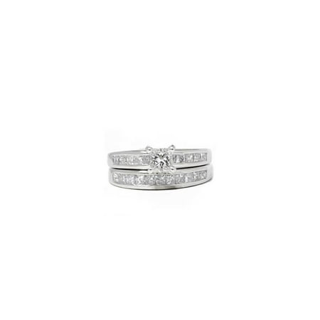 1 3/4 Carat Princess Cut Diamond Engagement Ring Wedding Band Set 14k