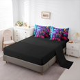 thumbnail image 3 of Manfei Racing Car 7-Piece King Bedding,Neon Light King Bed in a Bag,Pink Blue,Black Reversible, 3 of 7