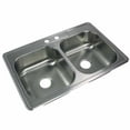thumbnail image 3 of transolid stde33227-3 select 3-hole drop-in 50/50 double bowl 20-gauge stainless steel kitchen sink, 33-in x 22-in x 7-in, brushed finish, 3 of 6
