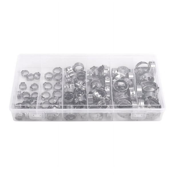 130 Abrazaderas de Manguera de una Sola Oreja Sin Escalonamiento 5,8-21 Mm,Abrazaderas de Manguera de Acero Inoxidable, Anillos Abrazadera de Cincha para Sellar Tipo Mangueras