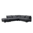 thumbnail image 3 of Corduroy 6 Seater Modern Sofa Couches with Ottoman, 3 of 5