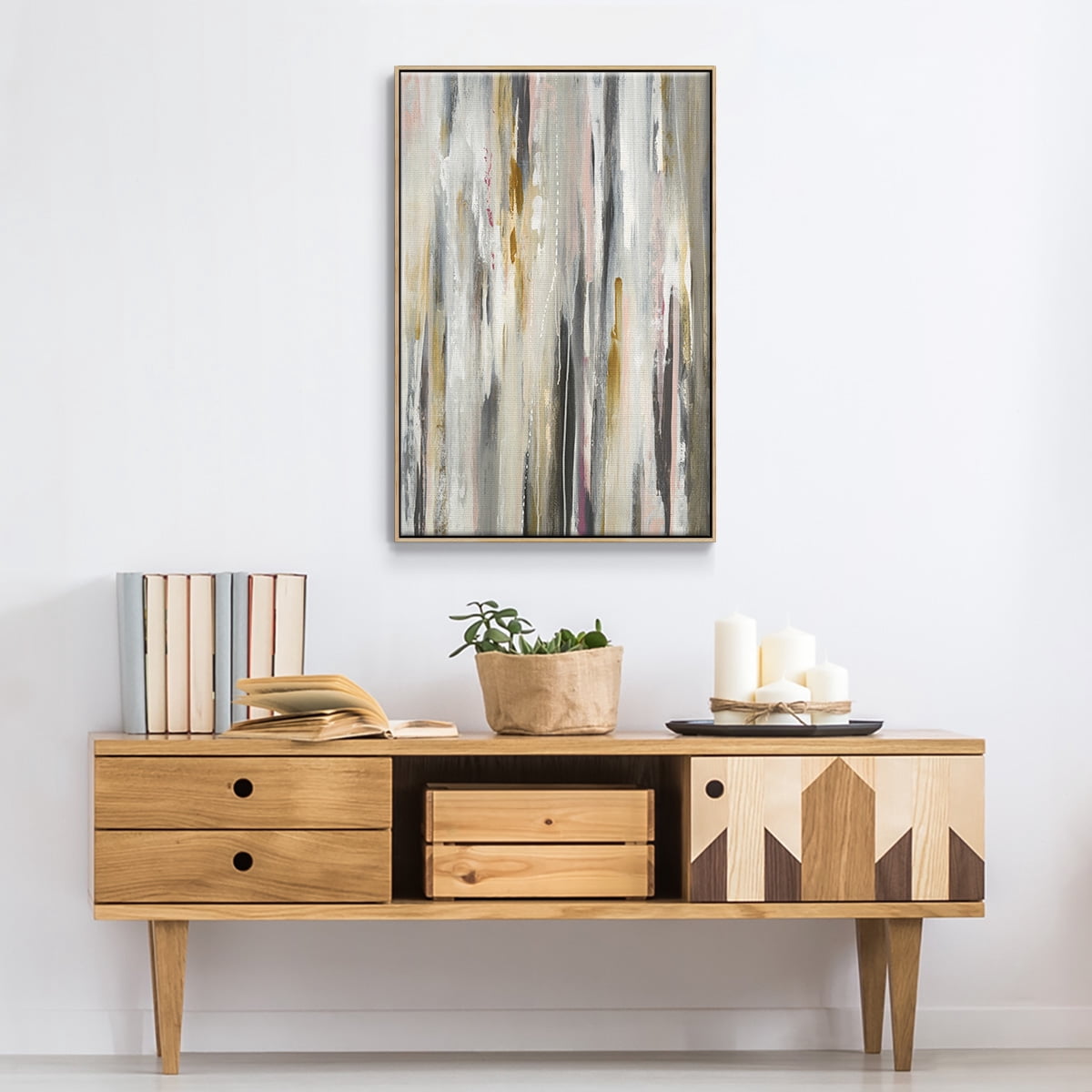 Color Ripple Framed Premium Gallery Wrapped Canvas - Ready to Hang - 27 x 41 - Natural Wood Floating Frame