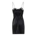 thumbnail image 1 of Birdeem Robe Mi-Mollet Sans Manches Décontractée pour Femmes, Col en V, Dentelle, Unie, 1 of 1